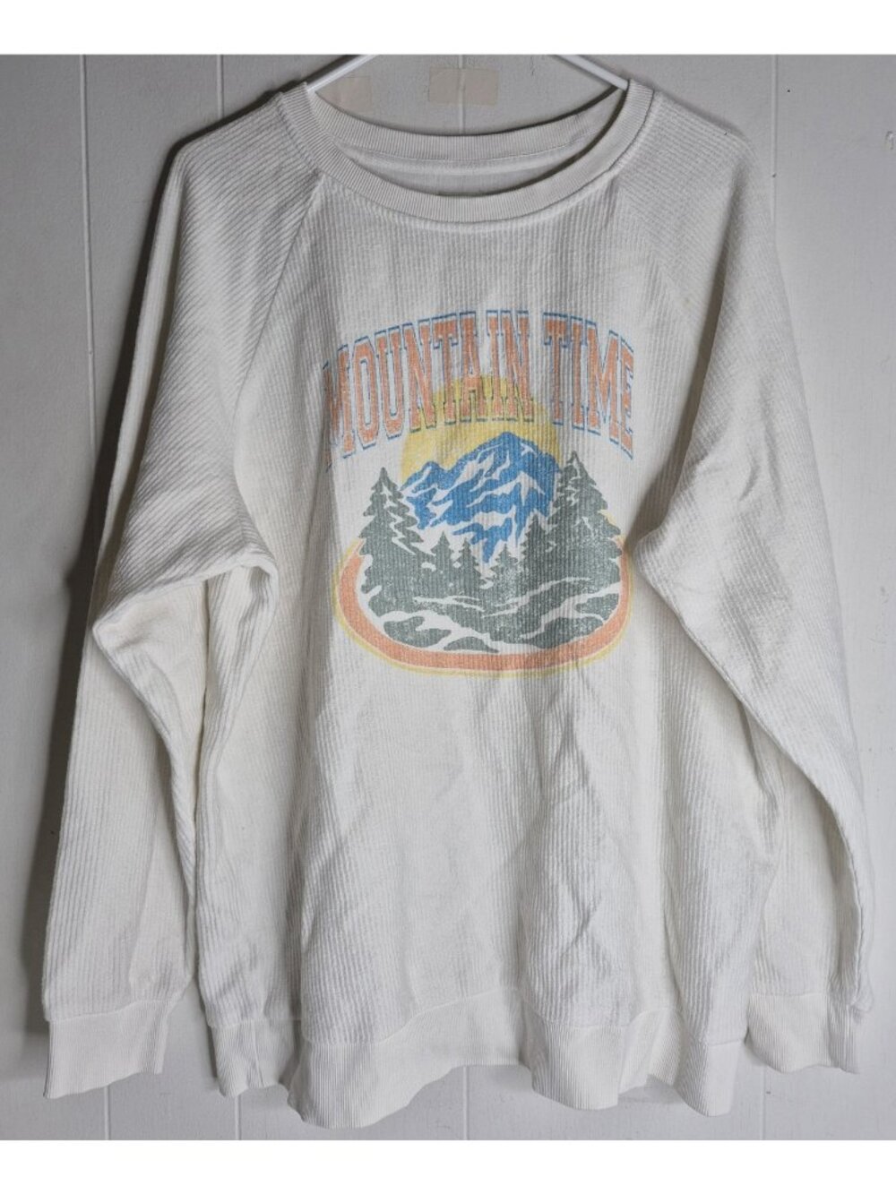 Thread & Supply Mountain Time Womens Pullover Sweatshirt White Size M